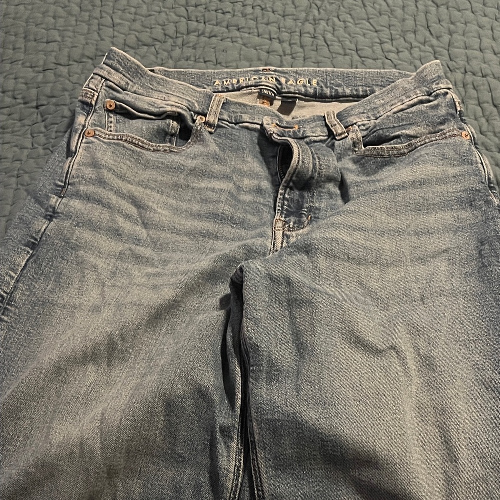 American Eagle Outfitters Women's Blue Straight Leg Jeans